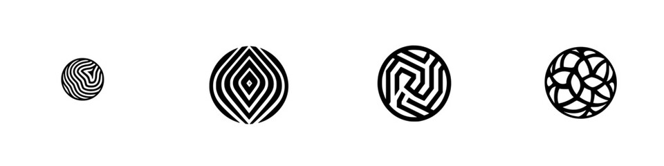 Poster - Diverse black and white icon set featuring geometric patterns and shapes for design purposes