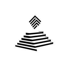 Poster - Icon set featuring a pyramid design with geometric shapes in a minimalist style