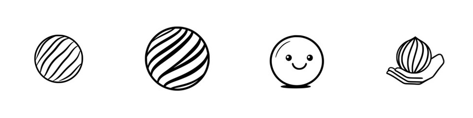 Poster - Icon set featuring various styles of spheres with playful designs, representing different textures and emotions