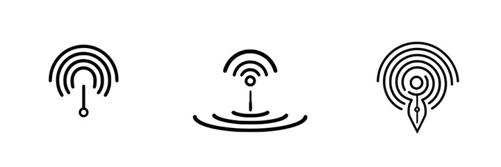 Poster - Icon set featuring wave patterns, symbolizing communication and connection through design elements for digital applications