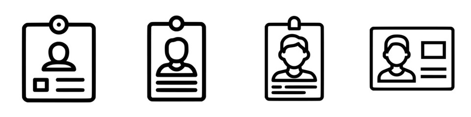 Poster - Icon set featuring simple user profile designs for identification and personal information representation