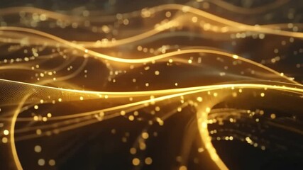 Poster - Golden Waves of Light An Abstract Dynamic Background of Shimmering Particles, Elegance, and Movement in Mesmerizing Digital Landscape