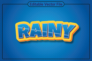 Poster - RAINY 3d text effect editable vector file
