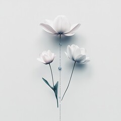 Leinwandbilder - A soft pastel vector background split in half, with one side filled with elegant flowers and the other side free for text or design.
