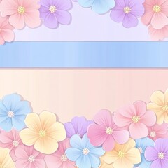 Leinwandbilder - A soft pastel vector background split in half, with one side filled with elegant flowers and the other side free for text or design.
