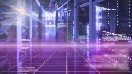 Poster - floor grid activating code scrolling lens flare sweeping server corridor visualizing data flow