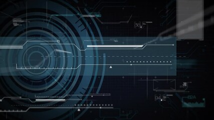 Poster - Beam initiating code fade-in, HUD module extending panel and glitching nodes for data processing