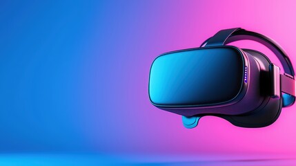 Poster - Modern Virtual Reality Headset with Vibrant Gradient Background for Digital and Technological Concepts