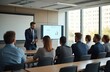 © Vadym - Business presentation with speaker. Audience listens to charts on screen. Group of people attend business training. Pro teamwork, successful corporate meeting, seminar. Business people collaborate,