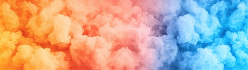 Poster - Vibrant Colorful Smoke Abstract Background in Shades of Orange Pink and Blue for Creative Use in Design Projects