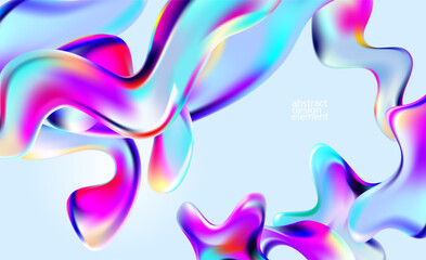 Wall Mural - abstract colorful background of glass iridescent shapes. elegant fluid wallpaper.