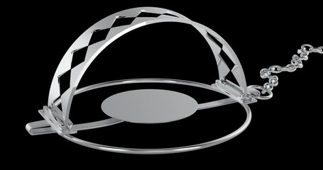 Poster - Bear Trap Opening and Closing, animation seamlessly loopable. 3D rendering isolated on transparent background