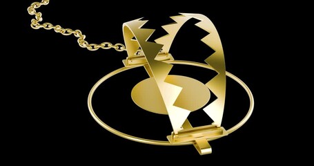 Poster - Golden Bear Trap Opening and Closing, animation seamlessly loopable. 3D rendering isolated on transparent background