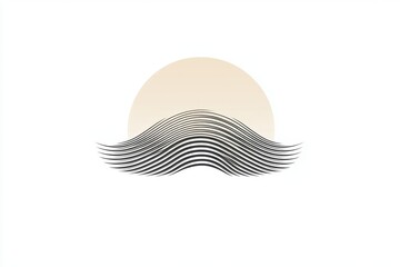 Poster - Abstract wavy lines create a minimalist design on a beige background, showcasing elegance and simplicity in visual art