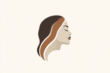 Aufkleber - Abstract profile of a woman with long hair featuring shades of brown and caramel, showcasing elegance and beauty in minimalistic design