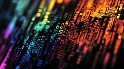 Abstract circuit board with vibrant colors