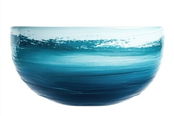 Aufkleber - Colorful, flowing abstract design in shades of blue representing waves and natural formations created from layered materials on a white background