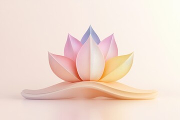 Aufkleber - Delicate lotus flower design in soft pastel colors showcasing tranquility and beauty on a subtle curved base