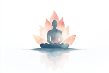 Poster - Delicate lotus flower design in soft pastel colors showcasing tranquility and beauty on a subtle curved base