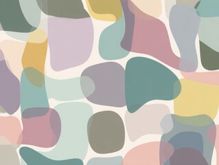 Poster - Abstract shapes in pastel colors overlapping on a plain background creating a modern pattern