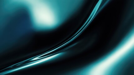 Poster - Abstract turquoise metal surface with flowing, wavy lines of light and shadow