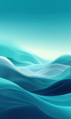Poster - Abstract blue and white hills background image with layers of teal colored shapes