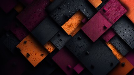 Poster - Squares and rectangles in orange, burgundy, and black layered in a modern abstract composition