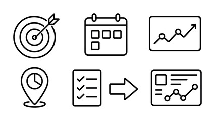 Poster - Business and finance outline icons set – linear, chart, productivity tools