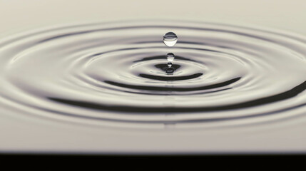 Poster - Close up of Rain Droplets Creating Patterns on Smooth Water Surface in Soft Ambient Light