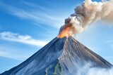 A volcano is spewing smoke and ash into the sky