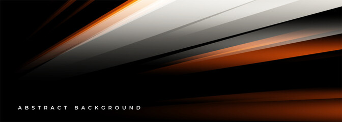 Aufkleber - Black and orange modern abstract banner with geometric shapes. Dark futuristic wide abstract background. Vector illustration