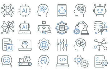 Poster - Exploration of artificial intelligence concepts through detailed illustrations of technology and innovation