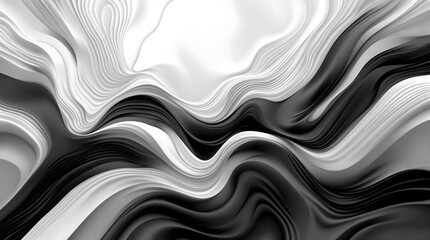 Poster - Abstract black and white wavy background with smooth lines and elegant design elements