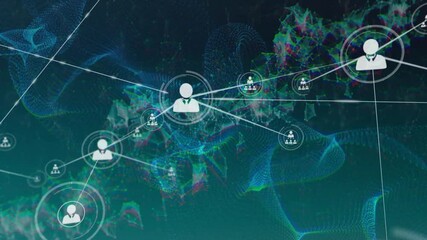 Poster - Central avatar icon appearing at center sending connecting lines expanding business contact network