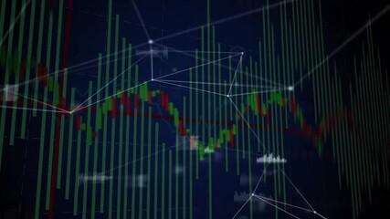 Poster - Opening interface displaying candlestick chart network lines linking peaks and highlighting trends