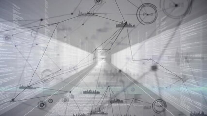 Poster - Fading 3D tunnel initiating node flickering, meshing pulsing glyphs scrolling code showing network