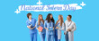 © Pixel-Shot - Group of medical students on blue background