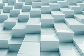 Aufkleber - Detailed Picture of Empty Geometric Cube Stages, 3D RenderingHigh Detail, 8K