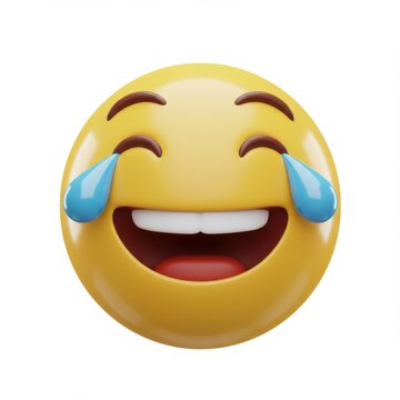 3d rendering of laughing emoji isolated on white background