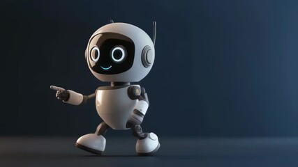 mini robot walking on the left in a dark background