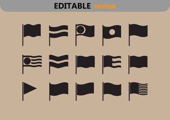 Poster - Collection of black flag icons vector illustration