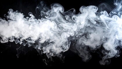 Poster - Abstract Smoke Clouds on Black Background  Atmospheric Textures  Vape Effects.