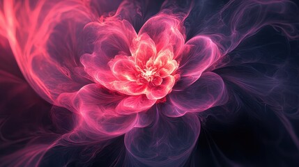 Poster - Ethereal Floral Design with Swirling Pink and Purple Hues, Capturing Delicate Petals and Abstract Shapes in a Dreamlike Background, Perfect for Artistic Projects and Illustrations