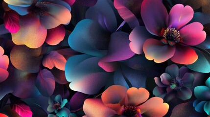 Poster - Vibrant Abstract Floral Pattern with Colorful Petals and Aesthetic Imagery for Use in Design Projects and Artistic Backgrounds