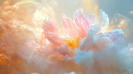 Poster - Ethereal Blossom in a Dreamy Surrounding with Soft Hues and Delicate Textures Evoking a Sense of Serenity and Tranquility in Nature's Splendor