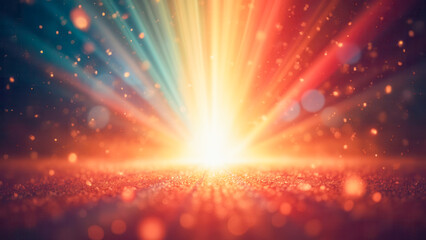 Poster - Radiant Light Burst with Colorful Rays and Sparkles in a Beautiful Abstract Background