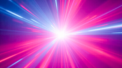 Poster - Vibrant Light Burst with Pink and Blue Rays Creating a Dynamic Abstract Background