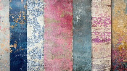 Poster - A Vibrant Collection of Textured Fabrics Featuring Colorful Patterns and Designs, Ideal for Backgrounds, Interiors, and Artistic Projects