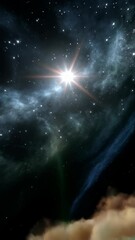 Wall Mural - dramatic nebula and starscape animation with colorful clouds and twinkling stars in the vastness of 