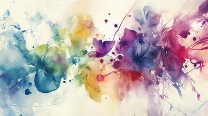 Poster - Vibrant Abstract Floral Artwork in Watercolor Style with Dynamic Colors and Beautiful Blends Creating a Dreamy and Colorful Atmosphere for Various Designs and Visual Projects